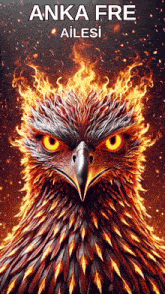 a poster of an eagle with flames coming out of its feathers