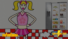 a cartoon of a girl standing in front of a fridge with the date 11/10/2024