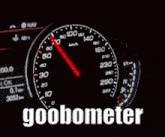 a speedometer with the word goobometer written below it