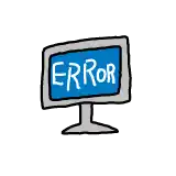 a cartoon drawing of an error message on a computer monitor