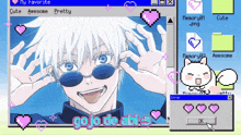 a computer screen with a girl and the words gojo de abi