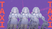 a purple background with chinese characters and a girl in white