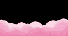 a black background with pink clouds and a pink ribbon