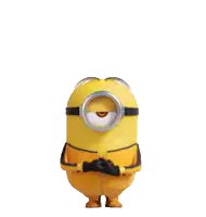 a yellow minion with his arms outstretched and a big smile on his face
