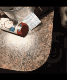 a bottle of old spice is on a counter