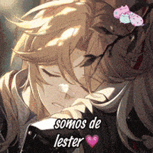 a picture of a person with the words somos de lester