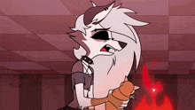 a cartoon drawing of a wolf holding a teddy bear