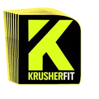 a black and yellow logo that says krusherfit on it