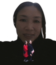 a woman is taking a selfie with a 3d model of herself and another woman