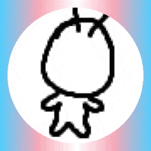 a black and white drawing of a person with a circle around their head