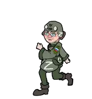 a cartoon drawing of a man in a military uniform with the letter z on his chest