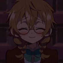 a girl with braids and glasses is smiling