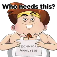 a man holding a sign that says technical analysis