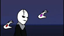 a cartoon of a person standing in front of a dragon with a light coming out of its mouth