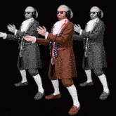 a man in a costume with an american flag around his waist is dancing