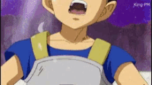 a cartoon of a boy with his mouth open and the word king pm on the bottom