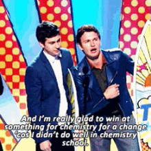 & I'M Really Glad To Win At Something For Chemistry For A Change - Ansel Elgort GIF - Chemistry Teen Choice Awards Nickelodeon GIFs