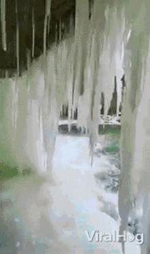 icicle viralhog frozen ice waterfall