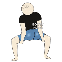 a cartoon drawing of a man wearing a booty twerk shirt