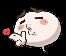a cartoon character blowing a kiss with a red lipstick