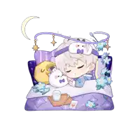 a cartoon of a boy sleeping in a bed with flowers