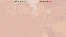 a person holding a gun in a video game with a score of 15