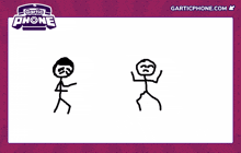 a drawing of a stick figure with a gartic phone logo behind him