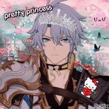 a picture of a boy with a crown on his head that says pretty princess on it