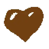 a pixel art of a brown heart with a white outline