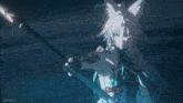 a person is standing in front of a dragon in a dark room
