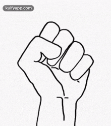 a black and white drawing of a fist on a white background