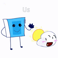 a cartoon drawing of a book and a cloud with the words " us " on the bottom