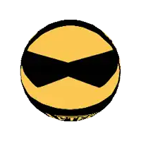 a black and yellow ball with the word after on the side