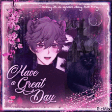 a picture of a boy with cat ears and the words today is a good day to try