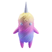 a colorful unicorn with a white horn on top of it