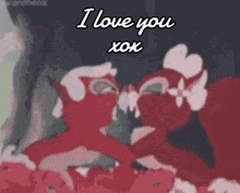 a cartoon of a couple kissing with the words i love you xoxo