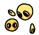 a group of smiley faces with black eyes on a white background