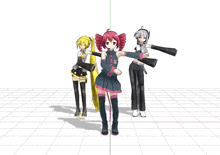 a group of anime characters are standing next to each other on a white background