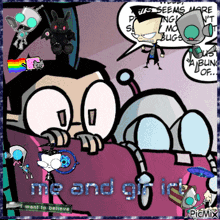a cartoon with the words " me and gif id " written on it