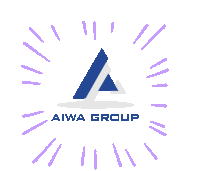 a logo for aiwa group with a blue triangle in the middle