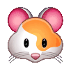 a pixel art drawing of a hamster with pink ears and a pink nose .