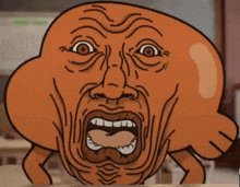 a cartoon character with a very angry face