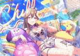 a girl laying on a couch with a sign that says chill