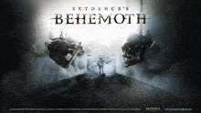 a poster for skydance 's behemoth shows a man standing in front of a skull