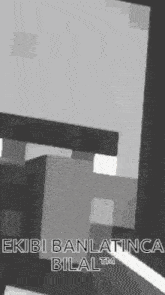 a black and white photo of a staircase with the words ekibi banlatinca bilal tm on it .