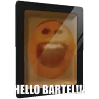 a picture of a smiley face with the words hello bartell