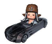 a cartoon character wearing a cowboy hat is sitting in a car