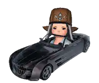 a cartoon character wearing a cowboy hat is sitting in a car