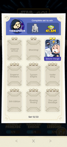 a screenshot of a game that says complete set to win on the top