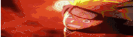 a close up of a person 's face with a red background and a yellow hair .